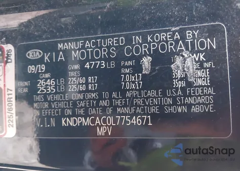 2020 Kia Sportage Lx из США, поврежденный, VIN KNDPMCAC0L7754671